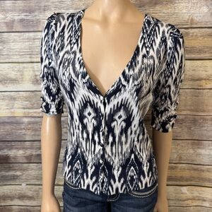 Inc International Concepts Cardigan Sweater M Medium Blue Sequins Sparkle V Neck